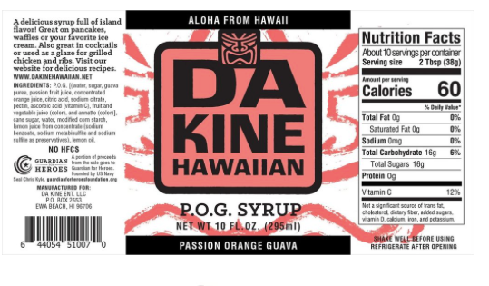 POG SYRUP (PASSION, ORANGE, GUAVA)